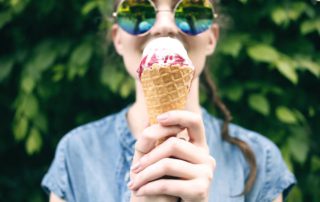 A girl with ice cream from a shop in Naples, FL.