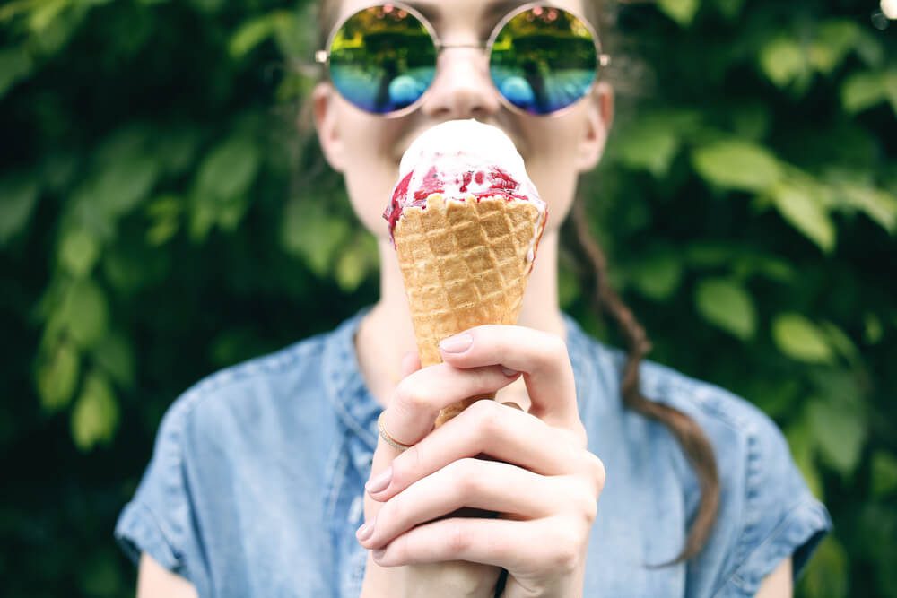 A girl with ice cream from a shop in Naples, FL.