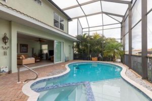 The pool at a Naples, FL, vacation rental near local Mexican restaurants.
