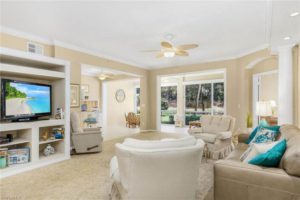 The living area of a vacation rental in Naples, FL, to research rainy day activities in.