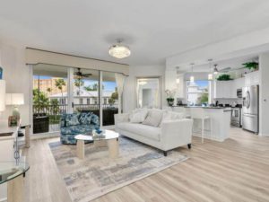 The living area of a Naples vacation rental to plan Florida day trips from.