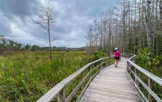 A woman hiking a trail through one of the best attractions in Naples.