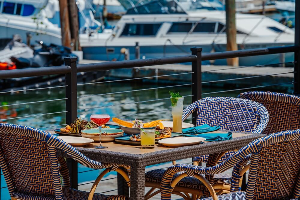 A table at one of the waterfront restaurants in Naples.